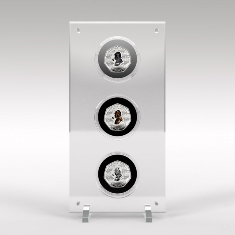 Sherlock Holmes 50p 3 Coin Perspex/Acrylic Display