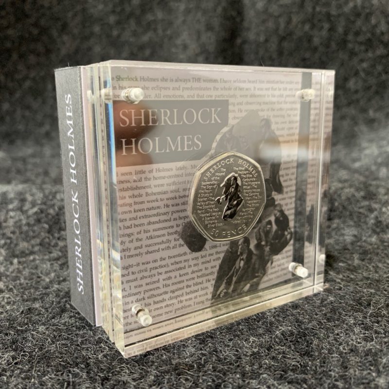 Sherlock Holmes 50p Grey Decal Detail Uncirculated in Perspex Display - Image 2