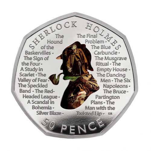 Sherlock Holmes 50p Coloured Decal Uncirculated