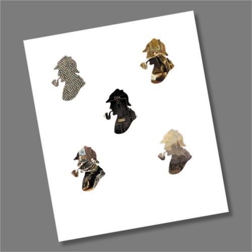 5 x Sherlock Holmes 50p Coin Decal/Sticker