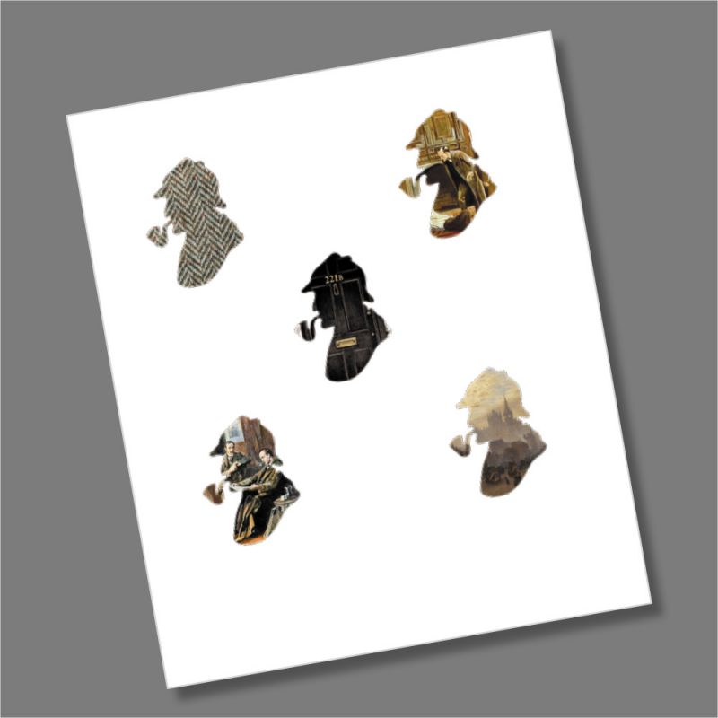 5 x Sherlock Holmes 50p Coin Decal/Sticker