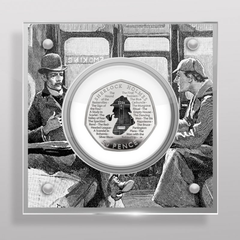 Sherlock Holmes 50p 221b Coin and Perspex Display