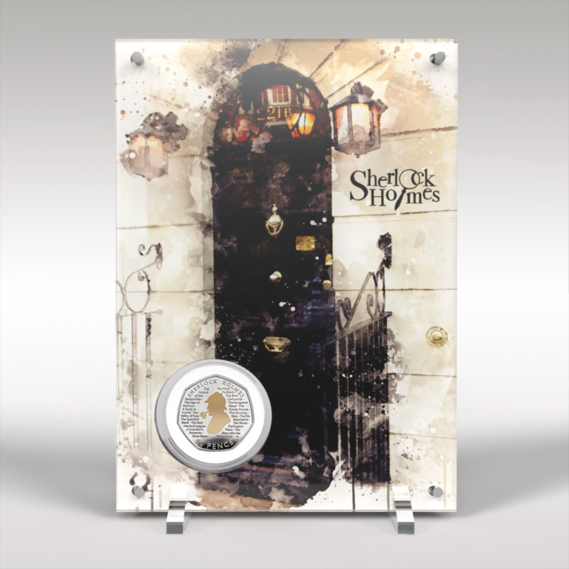 Sherlock Holmes 50p Champagne Gold Decal Uncirculated Coin Art Display
