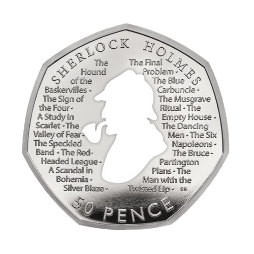 Sherlock Holmes 50p White Vinyl Decal Uncirculated