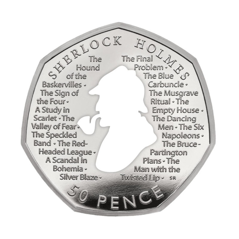 Sherlock Holmes 50p White Vinyl Decal Uncirculated