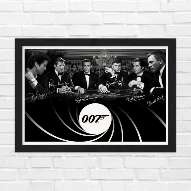 Signed James Bond Casino Print Wall Art Poster Frame Option