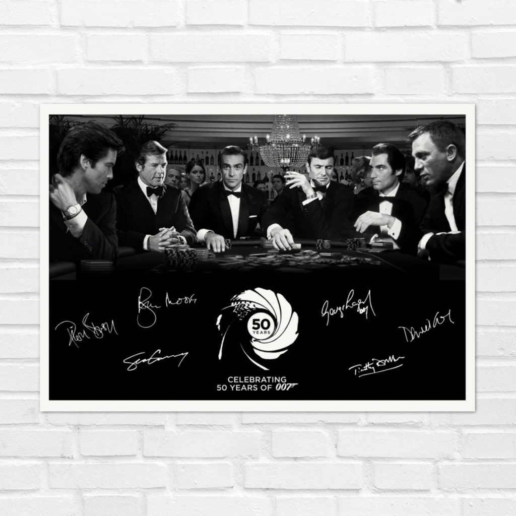 Marco de póster de arte de pared firmado de James Bond para casino con impresión - Imagen 2 de 7