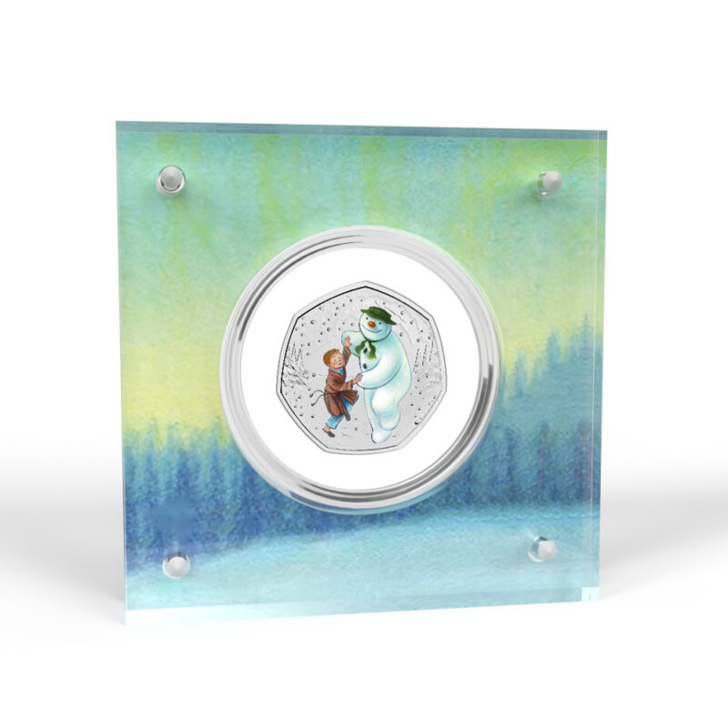 The Snowman and James 2023 Coloured Decal BU 50p Coin Display