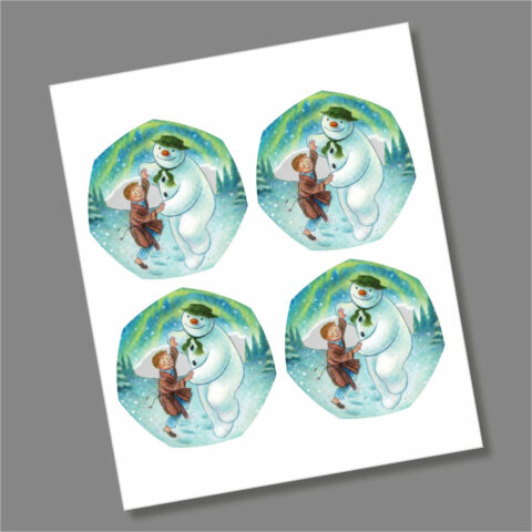 4 x The Snowman and James 2023 50p Coin Decal/Sticker Full Face