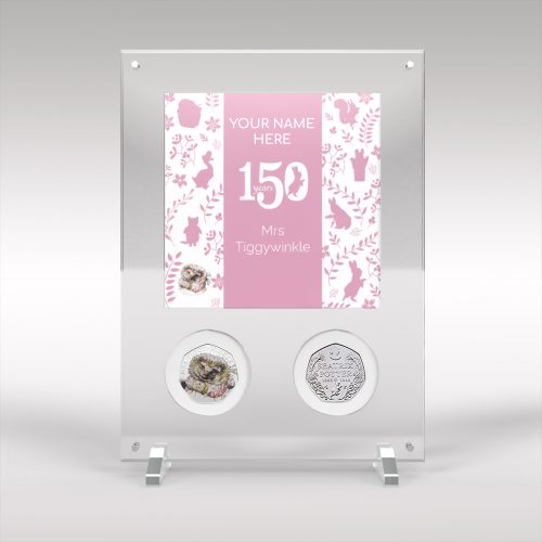 Personalised Mrs Tiggywinkle Beatrix Potter 50p Coin Display
