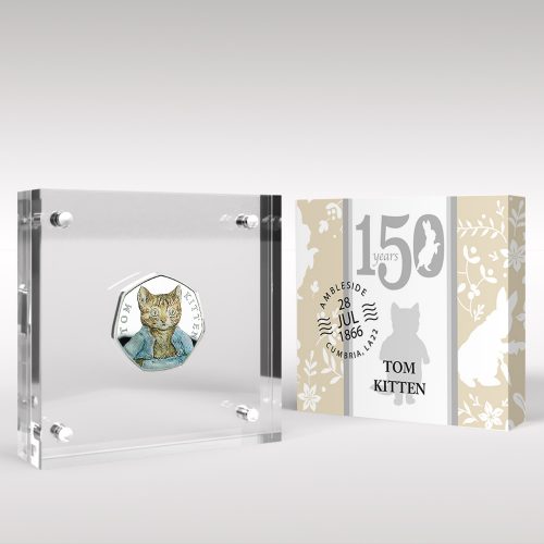 Tom Kitten 50p Coin Beatrix Potter, Silver Proof Style Display