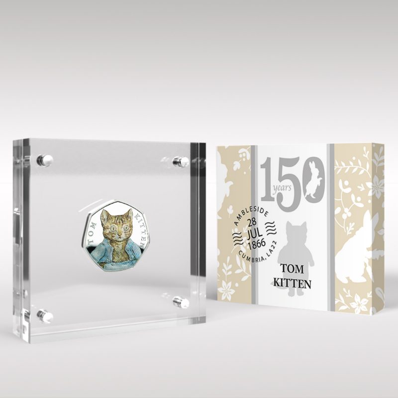 Tom Kitten 50p Coin Beatrix Potter, Silver Proof Style Display