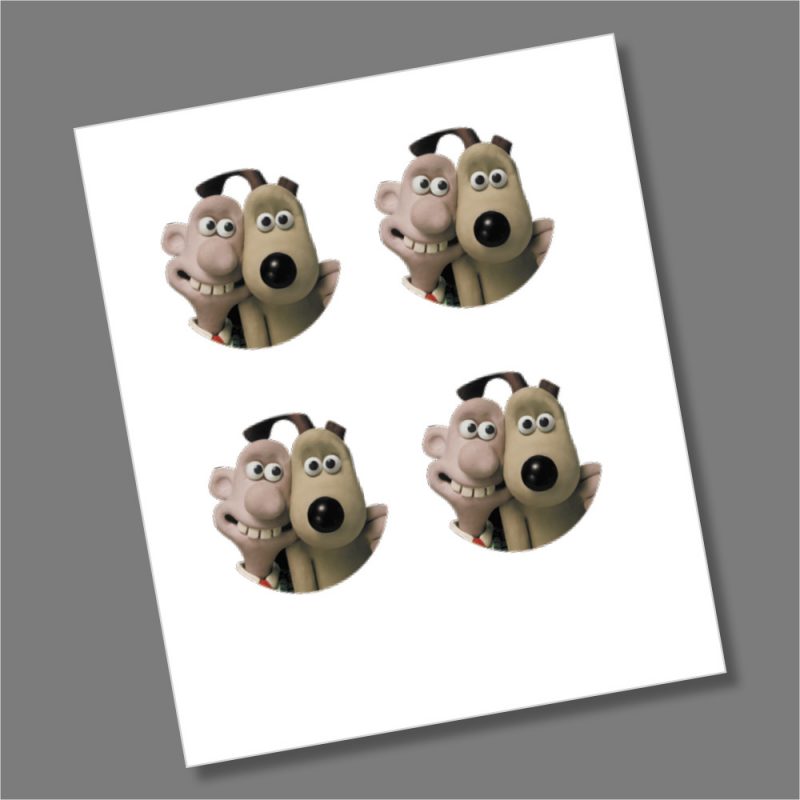 4 x Wallace and Gromit 50p Coin Decal/Sticker