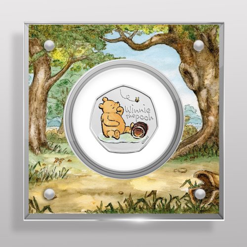 Winnie the Pooh 50p Royal Mint Coin BU Coloured Decal Display