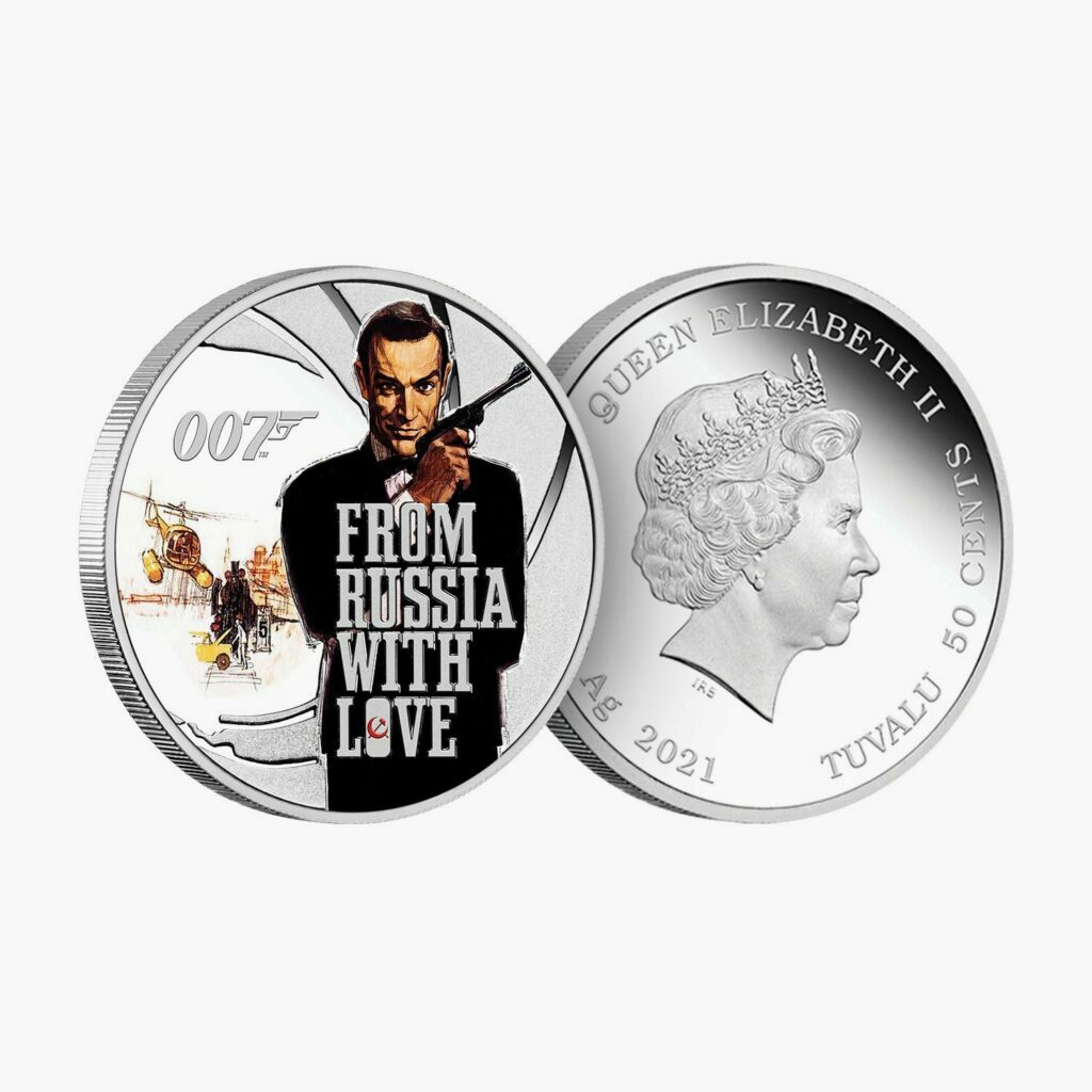 Sean Connery 007 James Bond From Russia with Love 2021 1/2 oz Silver Proof Coin Display Case - Image 2